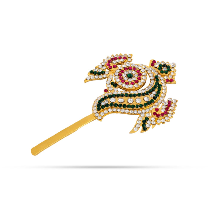 Shankh Chakra Pair - 5 x 2.75 Inches | Multicolour Stone Shanka Chakra/ Artificial Jewellery for Deity - Deity Accessories