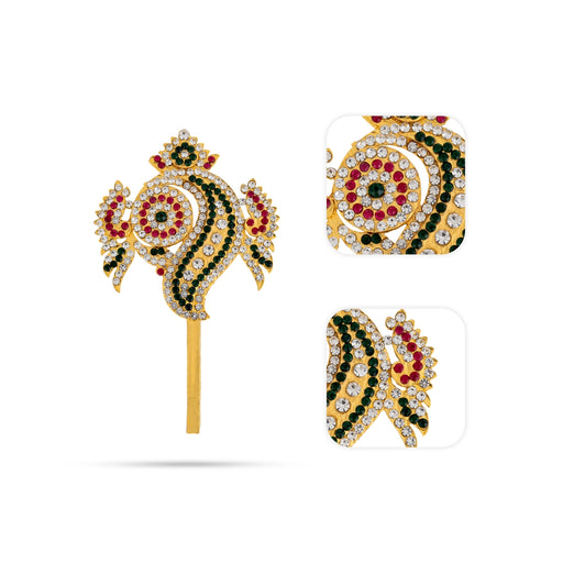 Shankh Chakra Pair - 5 x 2.75 Inches | Multicolour Stone Shanka Chakra/ Artificial Jewellery for Deity - Deity Accessories