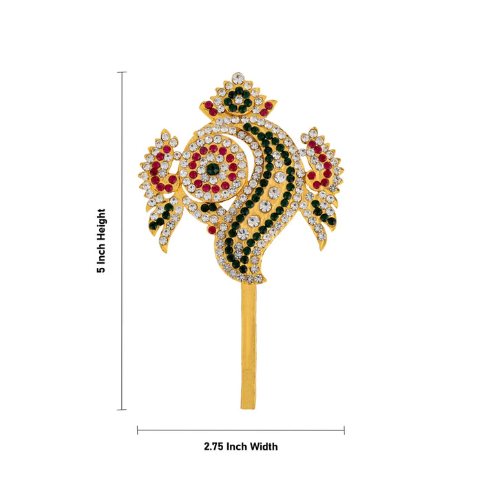 Shankh Chakra Pair - 5 x 2.75 Inches | Multicolour Stone Shanka Chakra/ Artificial Jewellery for Deity - Deity Accessories