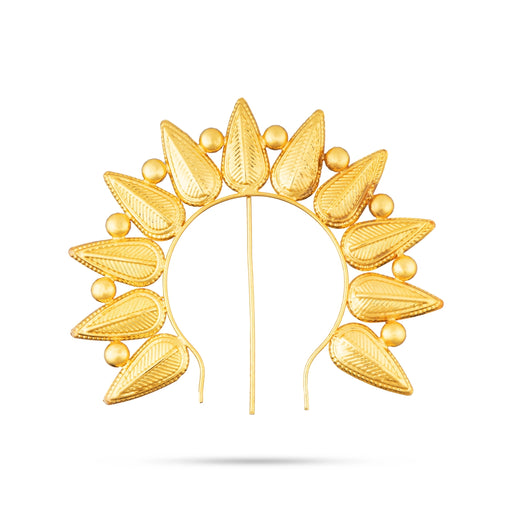 Hair Arch - 5 x 5.75 Inches | Leaf Design Hair Accessory/ Artificial Jewellery/ Gold Polish Jewellery for Deity - Head & Face Accessories