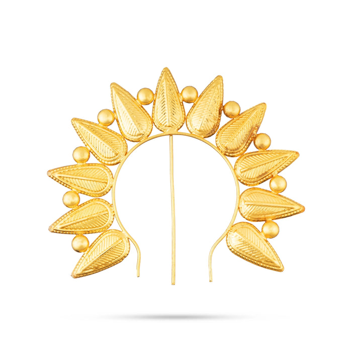 Hair Arch - 5 x 5.75 Inches | Leaf Design Hair Accessory/ Artificial Jewellery/ Gold Polish Jewellery for Deity - Head & Face Accessories