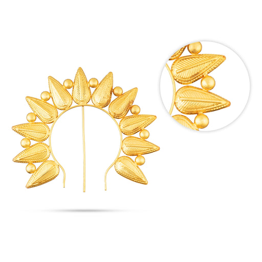 Hair Arch - 5 x 5.75 Inches | Leaf Design Hair Accessory/ Artificial Jewellery/ Gold Polish Jewellery for Deity - Head & Face Accessories