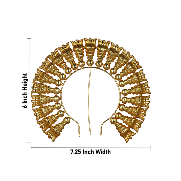 Artificial Flower Arch - 6 x 7.25 Inch | Gold Polish Flower Arch/ Deity Jewellery/ Jewellery for Deity - Head & Face Accessories