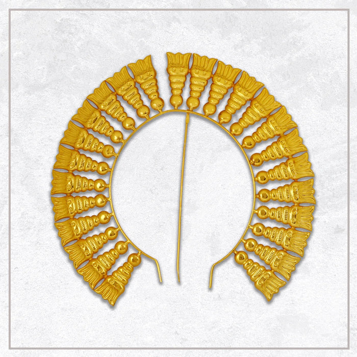 Artificial Flower Arch - 8 x 8.25 Inch | Gold Polish Flower Arch/ Deity Jewellery/ Jewellery for Deity - Head & Face Accessories