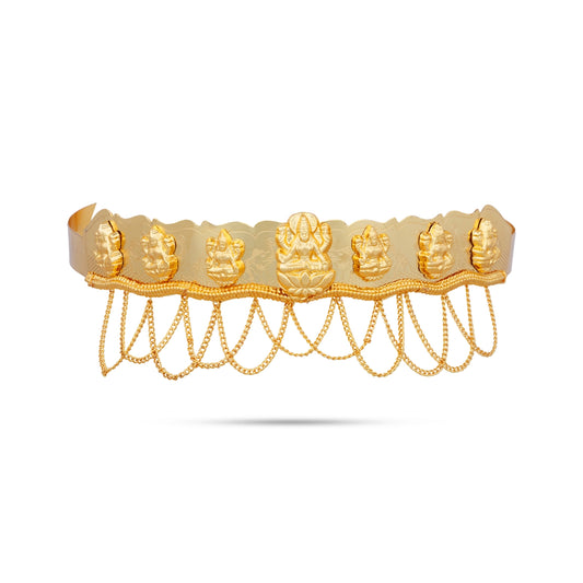 Waist Belt | Gold Polish Hip Belt/ Lakshmi Design Jewellery for Deity Decor - Waist & Leg Accessories