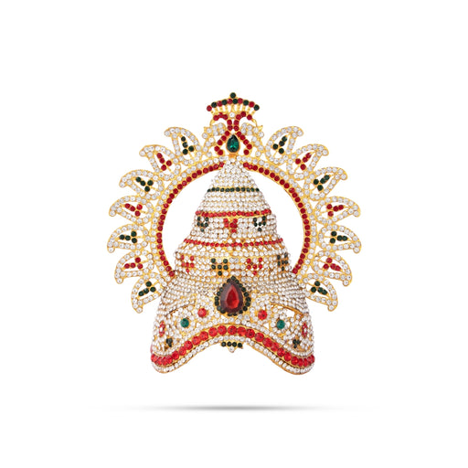 Stone Kireedam - 6.5 x 6 Inches | Arch Design Half Mukut/ Crown for Deity - Head & Face Accessories