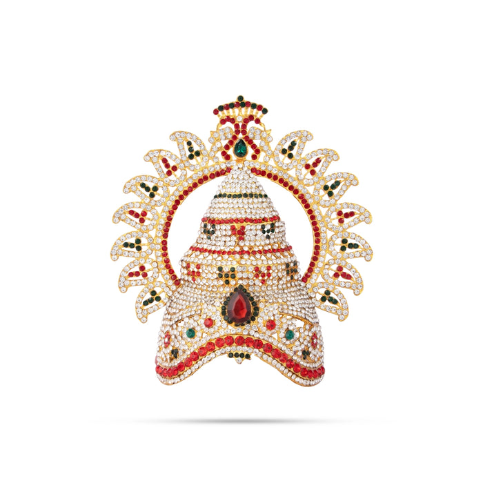 Stone Kireedam - 6.5 x 6 Inches | Arch Design Half Mukut/ Crown for Deity - Head & Face Accessories