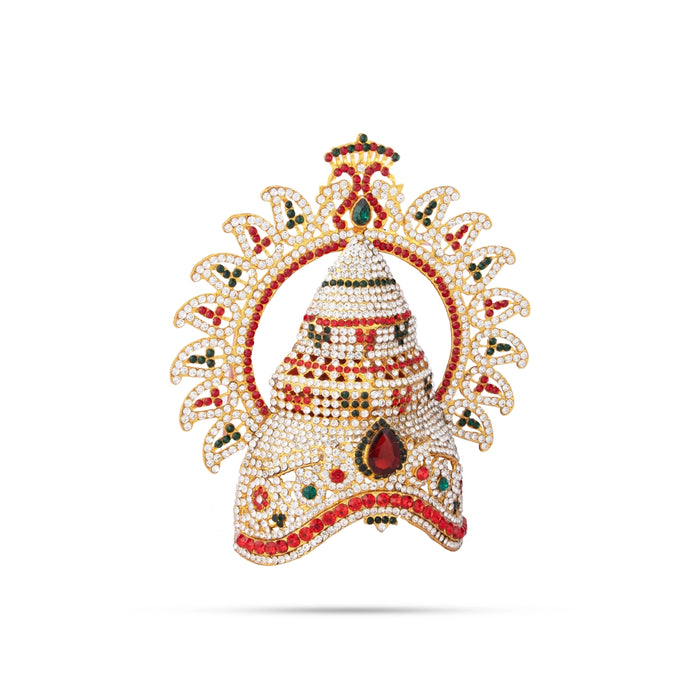 Stone Kireedam - 6.5 x 6 Inches | Arch Design Half Mukut/ Crown for Deity - Head & Face Accessories