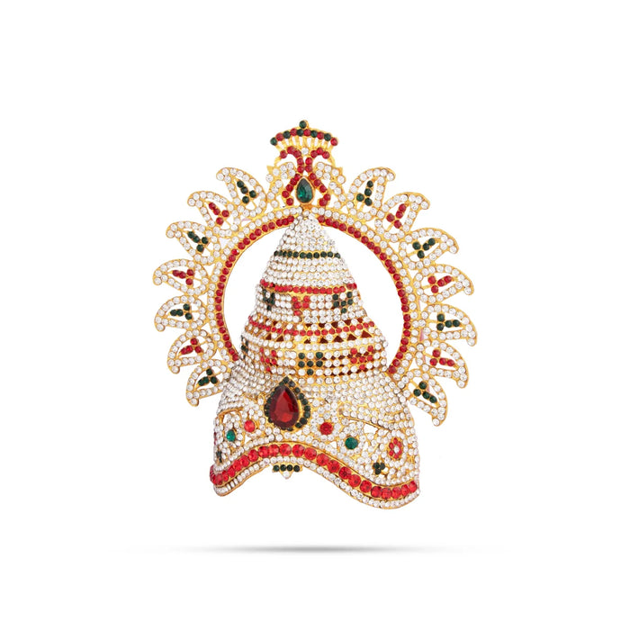 Stone Kireedam - 6.5 x 6 Inches | Arch Design Half Mukut/ Crown for Deity