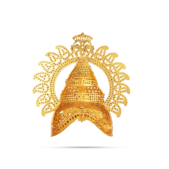 Stone Kireedam - 6.5 x 6 Inches | Arch Design Half Mukut/ Crown for Deity - Head & Face Accessories