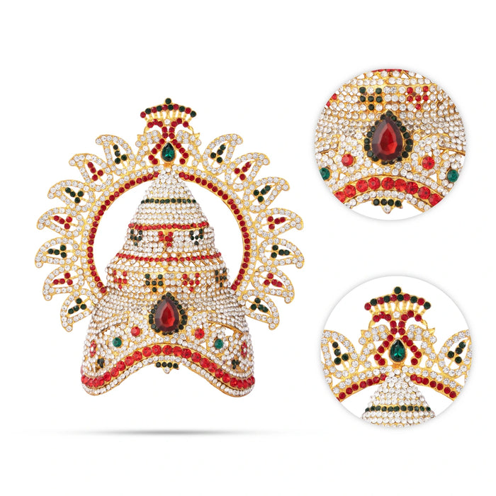 Stone Kireedam - 6.5 x 6 Inches | Arch Design Half Mukut/ Crown for Deity - Head & Face Accessories