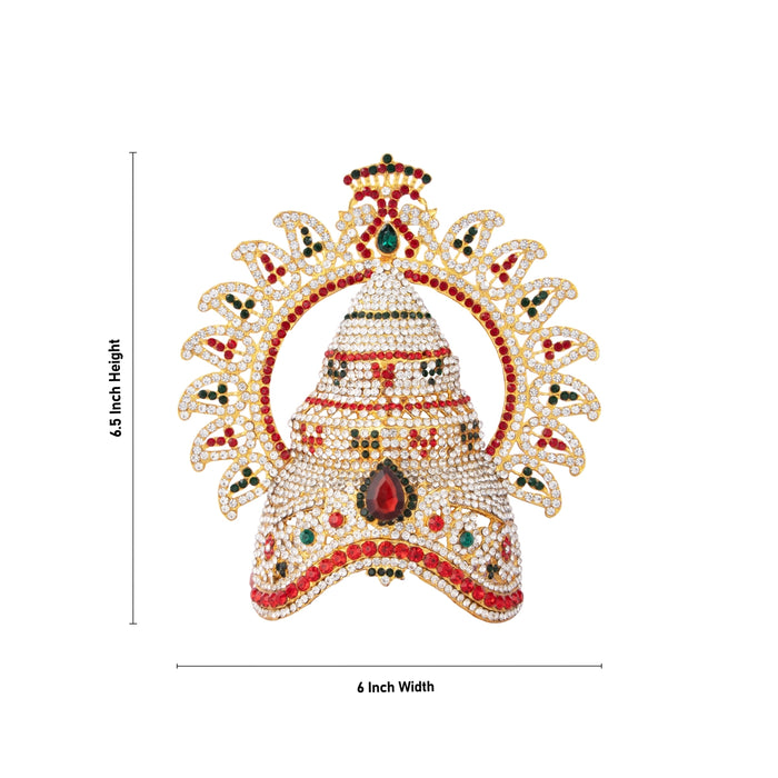 Stone Kireedam - 6.5 x 6 Inches | Arch Design Half Mukut/ Crown for Deity - Head & Face Accessories