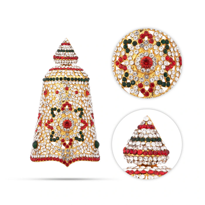 Stone Kireetam - 5 x 2.5 Inches | Half Crown/ Kiritam/ Mukut for Deity - Head & Face Accessories