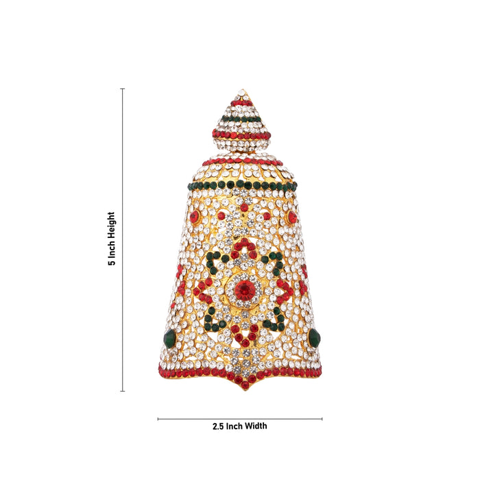 Stone Kireetam - 5 x 2.5 Inches | Half Crown/ Kiritam/ Mukut for Deity - Head & Face Accessories