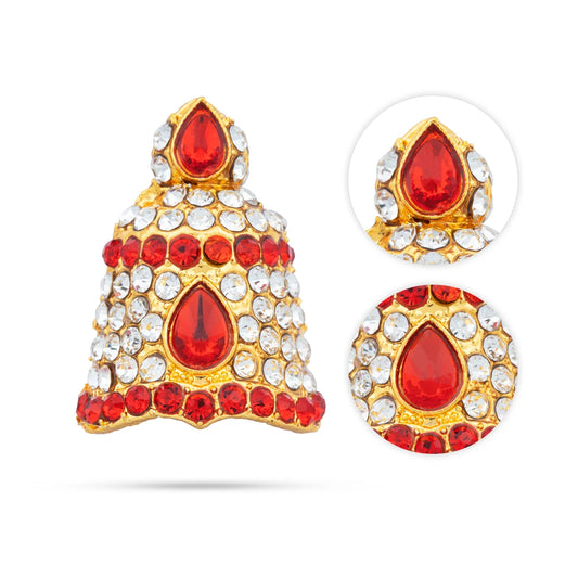 Stone Kireedam - 1.25 x 0.5 Inches | Full Mukut/ Multicolour Stone Kiritam/ Crown for Deity - Head & Face Accessories