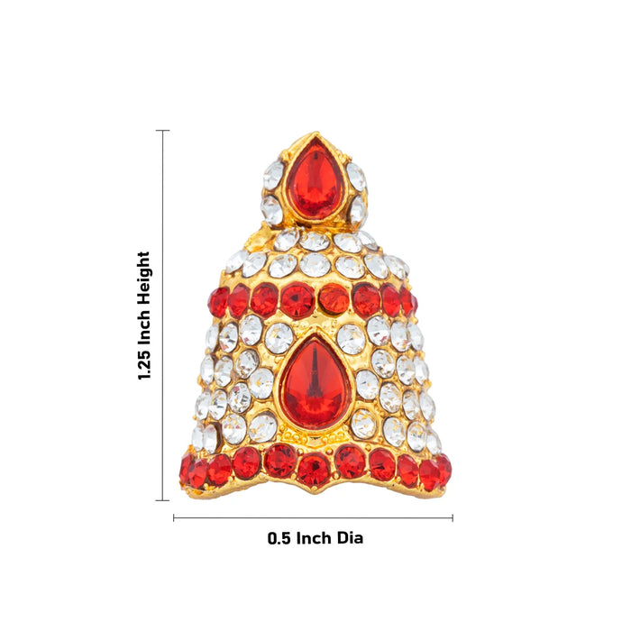 Stone Kireedam - 1.25 x 0.5 Inches | Full Mukut/ Multicolour Stone Kiritam/ Crown for Deity
