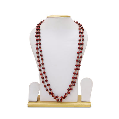 Red Chandan Mala With Copper Knot - 29 Inches | 8 mm/ 108 Beads Sandalwood Mala/ Kanthi Mala for Maditation