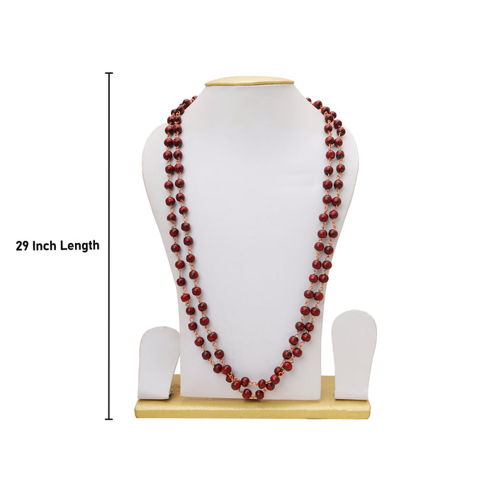Chandan Mala with Copper Knot - 29 Inches | 108 Beads Sandalwood Mala/ 8 mm Japa Mala for Men & Women - Chandan Mala, Pendant, Bracelet