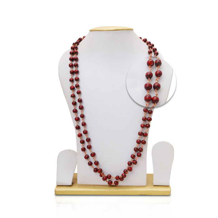 Chandan Mala with Copper Knot - 29 Inches | 108 Beads Sandalwood Mala/ 8 mm Japa Mala for Men & Women - Chandan Mala, Pendant, Bracelet