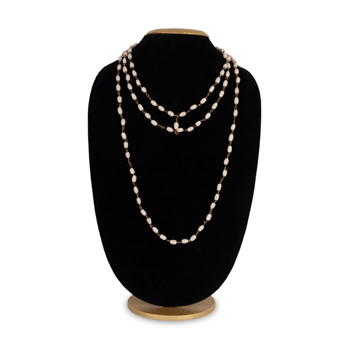 Tulasi Mala With Copper Kambi - 36 Inches | 8mm/ 108 Beads Kanthi Mala/ Thulasi Malai for Meditation - Tulsi Mala, Pendant, Bracelet