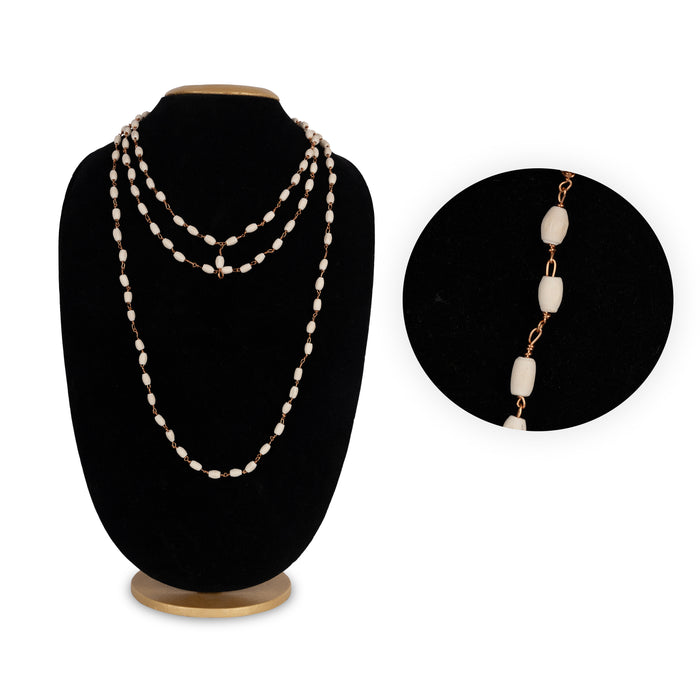 Tulasi Mala With Copper Kambi - 36 Inches | 8mm/ 108 Beads Kanthi Mala/ Thulasi Malai for Meditation - Tulsi Mala, Pendant, Bracelet