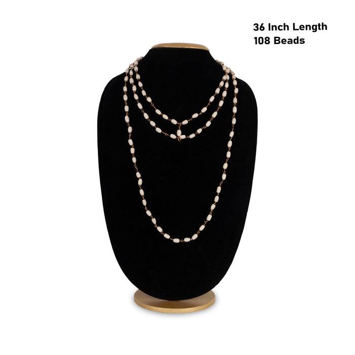 Tulasi Mala With Copper Kambi - 36 Inches | 8mm/ 108 Beads Kanthi Mala/ Thulasi Malai for Meditation - Tulsi Mala, Pendant, Bracelet