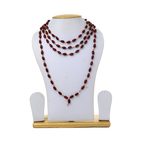 Tulasi Mala With Copper Kambi - 36 Inches | 8mm/ 108 Beads Kanthi Mala/ Thulasi Malai for Meditation - Tulsi Mala, Pendant, Bracelet