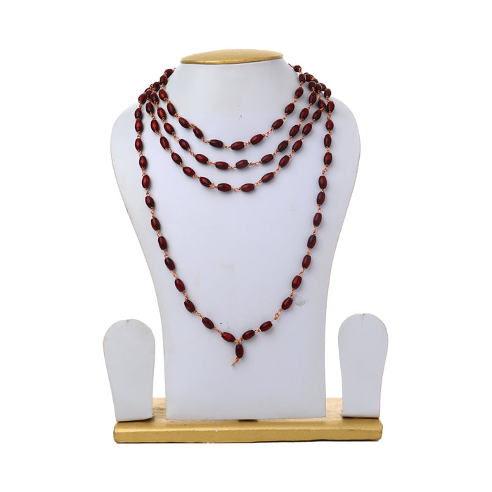Tulasi Mala With Copper Kambi - 36 Inches | 8mm/ 108 Beads Kanthi Mala/ Thulasi Malai for Meditation - Tulsi Mala, Pendant, Bracelet