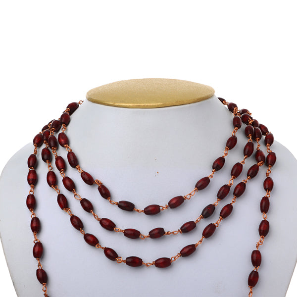 Tulasi Mala With Copper Kambi - 36 Inches | 8mm/ 108 Beads Kanthi Mala/ Thulasi Malai for Meditation - Tulsi Mala, Pendant, Bracelet