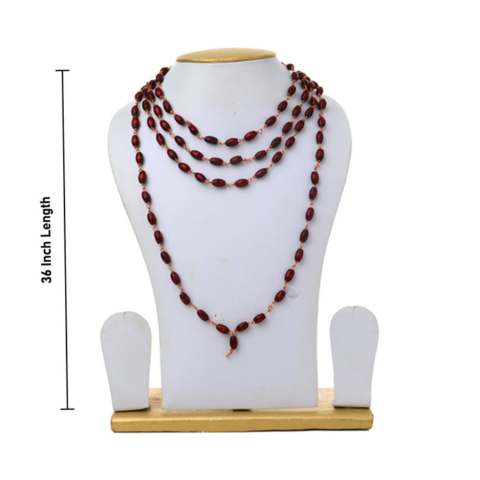 Tulasi Mala With Copper Kambi - 36 Inches | 8mm/ 108 Beads Kanthi Mala/ Thulasi Malai for Meditation - Tulsi Mala, Pendant, Bracelet