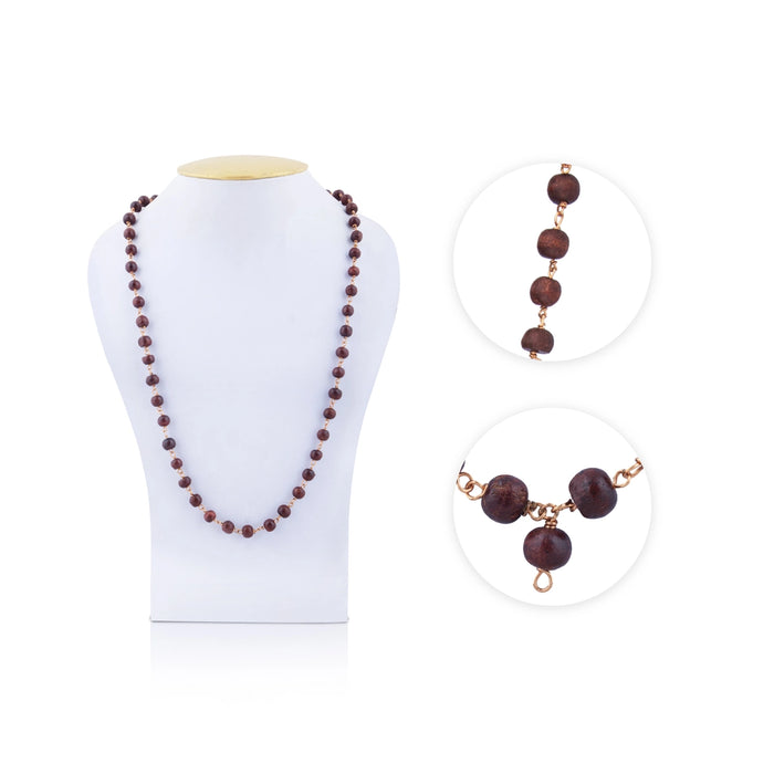 Red Chandan Mala with Copper Knot - 13.5 Inches | 54 Beads Sandalwood Mala/ 8 mm Japa Mala for Meditation - Chandan Mala, Pendant, Bracelet