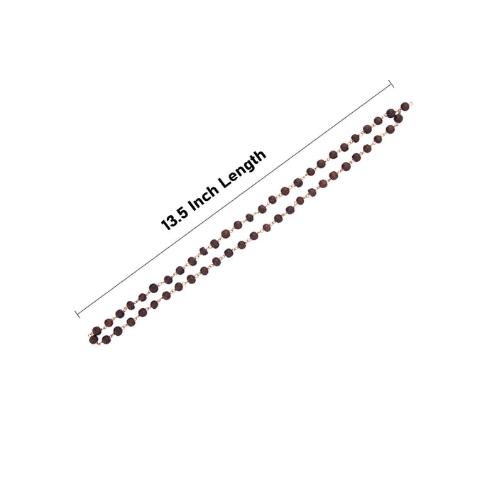 Red Chandan Mala with Copper Knot - 13.5 Inches | 54 Beads Sandalwood Mala/ 8 mm Japa Mala for Meditation - Chandan Mala, Pendant, Bracelet