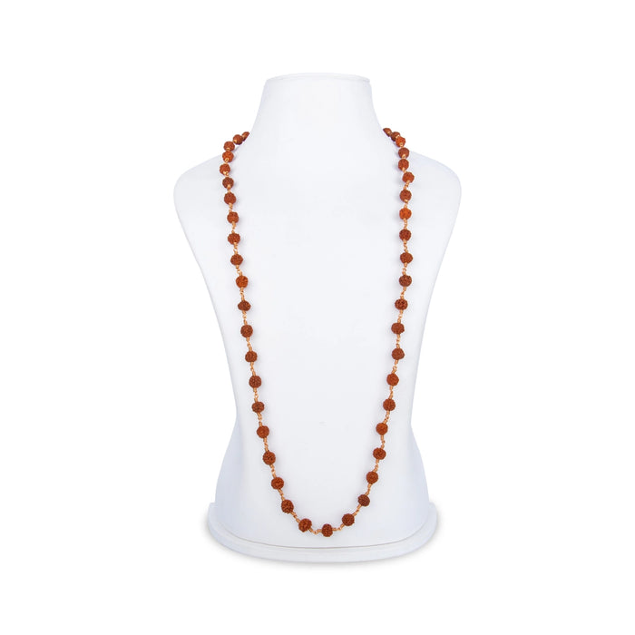Rudraksha Mala With Copper Knot - 37 Inches | 8 mm/ 108 Beads Ruthratcham Malai/ Kanthi Mala for Meditation - Rudraksha Mala, Pendant, Bracelet