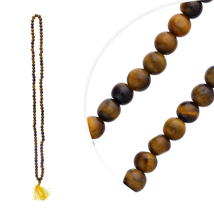 Tiger eye Mala - 14 Inches | 6 mm/ 108 Beads Mala/ Gemstone Mala for Meditation & Spiritual Wear