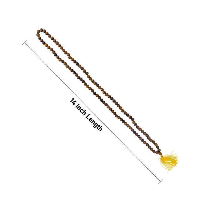 Tiger eye Mala - 14 Inches | 6 mm/ 108 Beads Mala/ Gemstone Mala for Meditation & Spiritual Wear