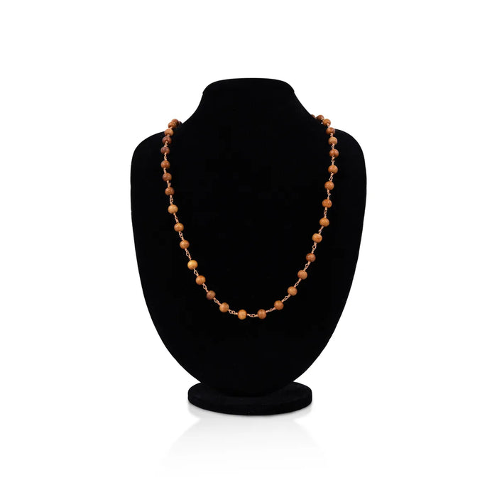 Chandan Mala With Knot – 16.25 Inches | 3mm / Sandalwood Mala / 54 Beads Kanthi Mala For Meditation