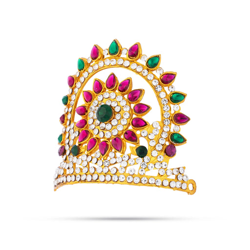 Stone Half Kireedam - 2.25 x 2 Inches | Kiridam/ Half Crown/ Stone Mukut for Deity Decor - Head & Face Accessories