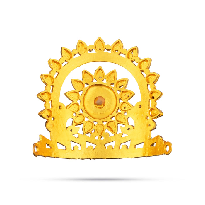 Stone Half Kireedam - 2.25 x 2 Inches | Kiridam/ Half Crown/ Stone Mukut for Deity Decor - Head & Face Accessories