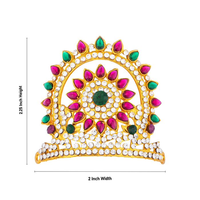 Stone Half Kireedam - 2.25 x 2 Inches | Kiridam/ Half Crown/ Stone Mukut for Deity Decor - Head & Face Accessories