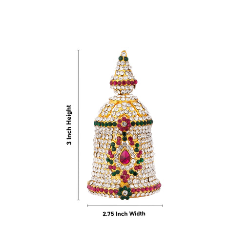 Stone Kireetam - 3 x 2.75 Inches | Half Crown/ Kiritam/ Mukut for Deity - Head & Face Accessories