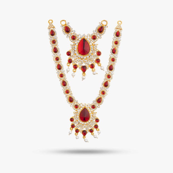 Stone Necklace & Stone Haram - 9 Inches | Multicolour Stone/ Stone Jewellery for Deity
