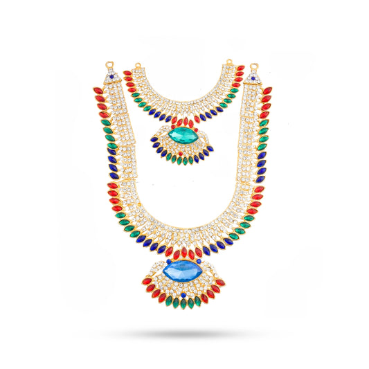 Stone Necklace & Stone Haram - 9 Inches | Multicolour Stone/ Stone Jewellery for Deity - Neck & Body Accessories