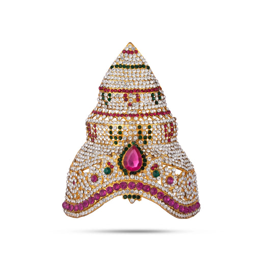 Stone Kireetam - 5.5 x 4 Inches | Half Crown/ Kiritam/ Mukut for Deity - Head & Face Accessories