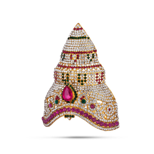 Stone Kireetam - 5.5 x 4 Inches | Half Crown/ Kiritam/ Mukut for Deity - Head & Face Accessories