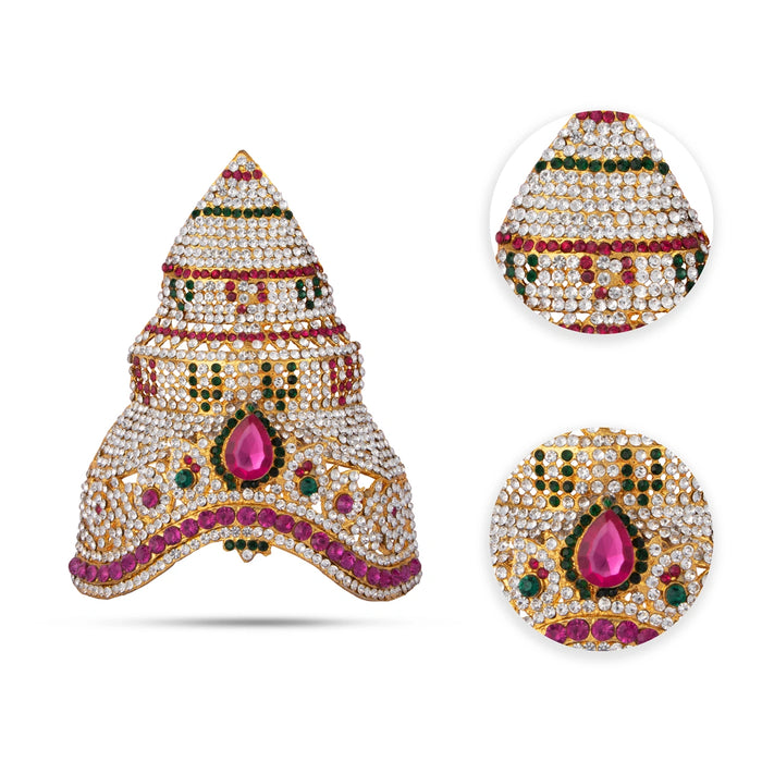 Stone Kireetam - 5.5 x 4 Inches | Half Crown/ Kiritam/ Mukut for Deity - Head & Face Accessories