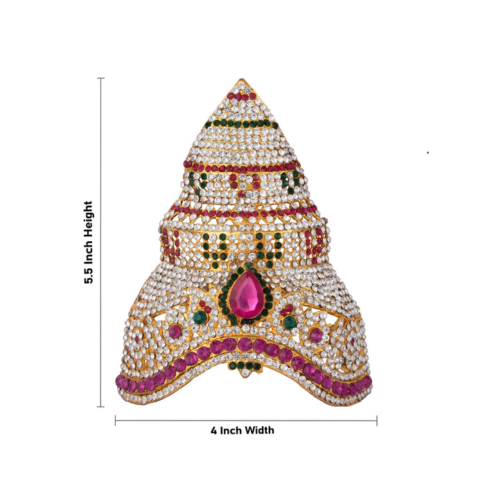 Stone Kireetam - 5.5 x 4 Inches | Half Crown/ Kiritam/ Mukut for Deity