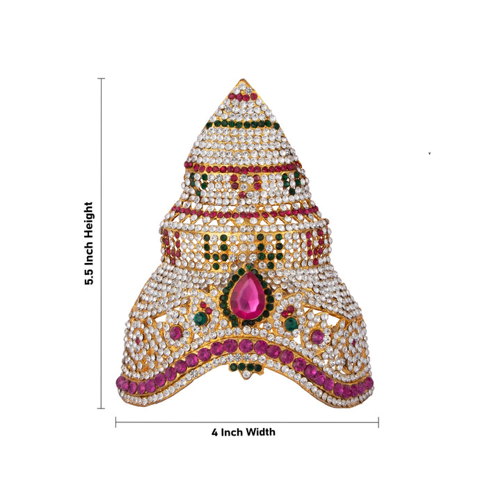 Stone Kireetam - 5.5 x 4 Inches | Half Crown/ Kiritam/ Mukut for Deity - Head & Face Accessories