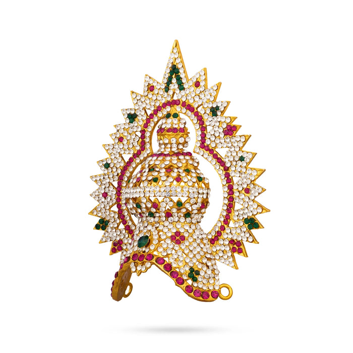 Stone Arch Half Crown - 5.5 x 4.5 Inches | Multicolour Stone Kireedam/ Mukut/ Kiridam For Deity Decoration