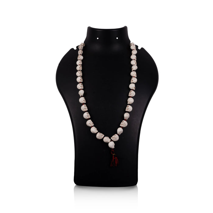 Skeleton Beads Mala With Thread Knot - 15.5 inches | White Coloured Skeleton Mala/ Mund Mala for Kali Decor - Mala & Pendant