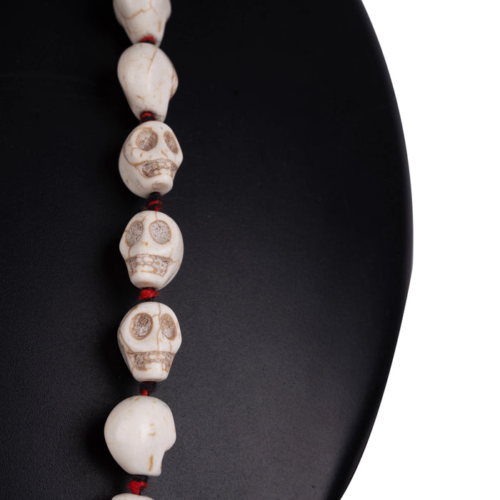 Skeleton Beads Mala With Thread Knot - 15.5 inches | White Coloured Skeleton Mala/ Mund Mala for Kali Decor - Mala & Pendant
